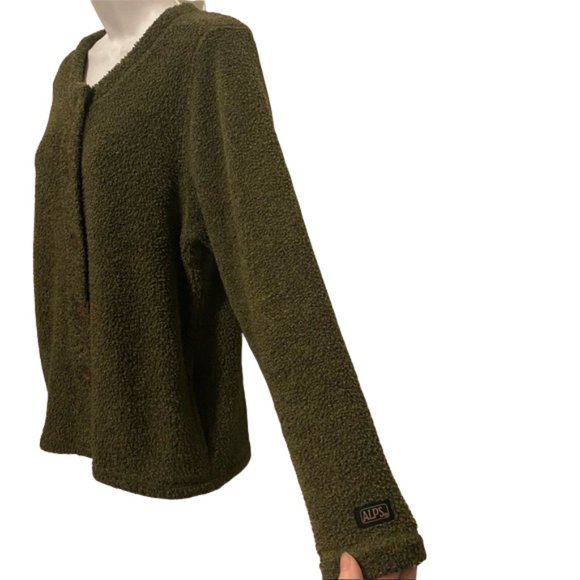 Vintage ALPS Olive button down Fuzzy cardigan Jacket size large - Picture 4 of 16